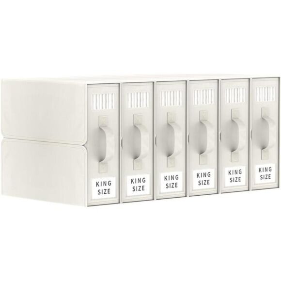 6 Pack Bed Sheet Storage Organizer Box with Window Label for King Queen Bedding - Picture 1 of 8